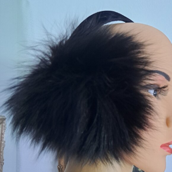 Black Fox Oversized Earmuffs Velvet Headband